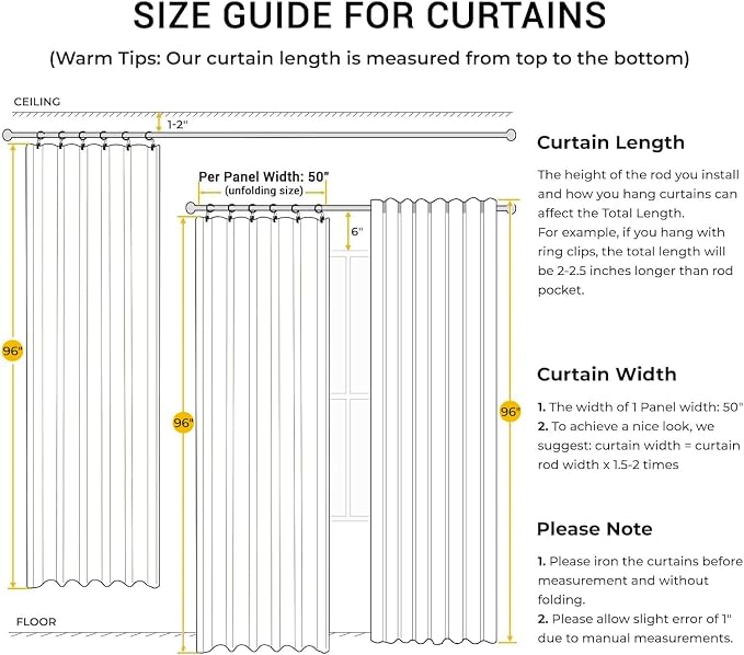 INOVADAY 100% Blackout Curtains for Bedroom, Orange Black Out Curtains 96 Inch Long, Clip Rings Linen Blackout Drapes, Thermal Insulated Room Darkening for Living Room, 2 Panels - W50xL96