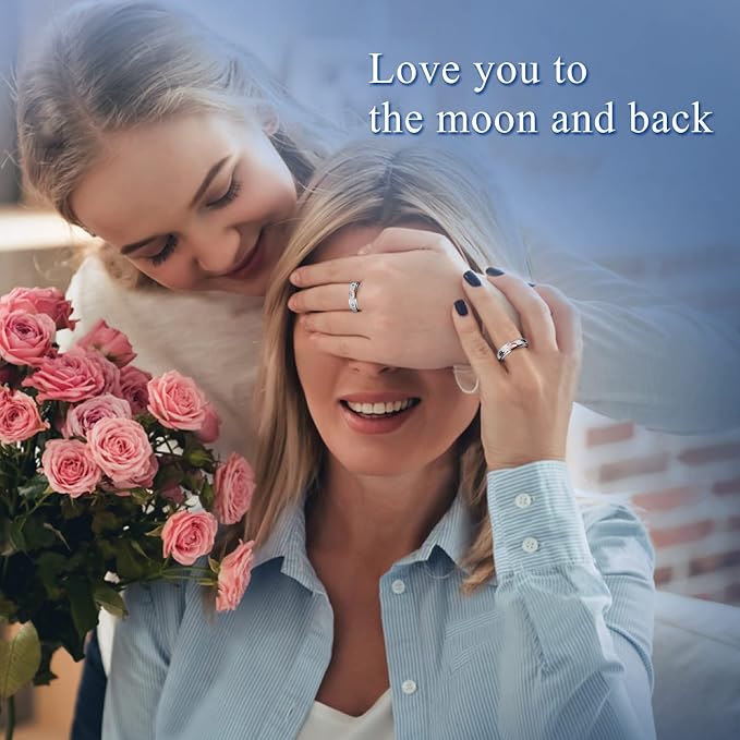Fidget Ring Spinner Ring for Anxiety Women Men Daughter Real S925 Sterling Silver Fidget Ring