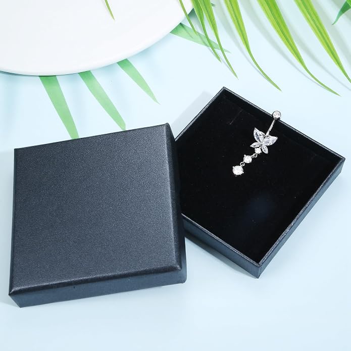 ZELORES 925 Sterling Silver 14G Dangle Belly Button Rings Barbell Belly Rings CZ Opal Belly Body Piercing Jewelry for Women