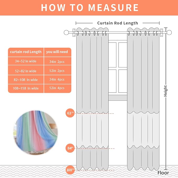 XiDi Girls Curtains for Bedroom 96 Inches Long 2 Panels Pink Green Blue Rainbow Blackout Curtains for Little Girl Kids Room Decor Living Room, Princess Unicorn Wall Decals Drapes 52x96