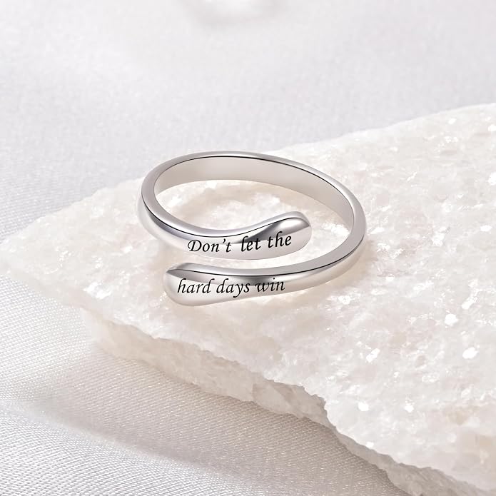 Fookduoduo 925 Sterling Silver Ring Inspirational Jewelry adjustable Wrap Open Rings for Women
