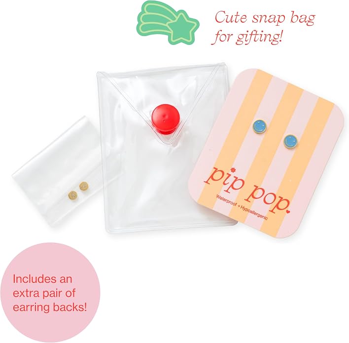 Colorful Stud Earrings - Gold, hypoallergenic, flat back earrings, all-day comfort for sensitive ears