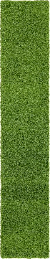 Unique Loom Solid Shag Collection Area Rug (2' 6" x 13' 1" Runner, Grass Green)