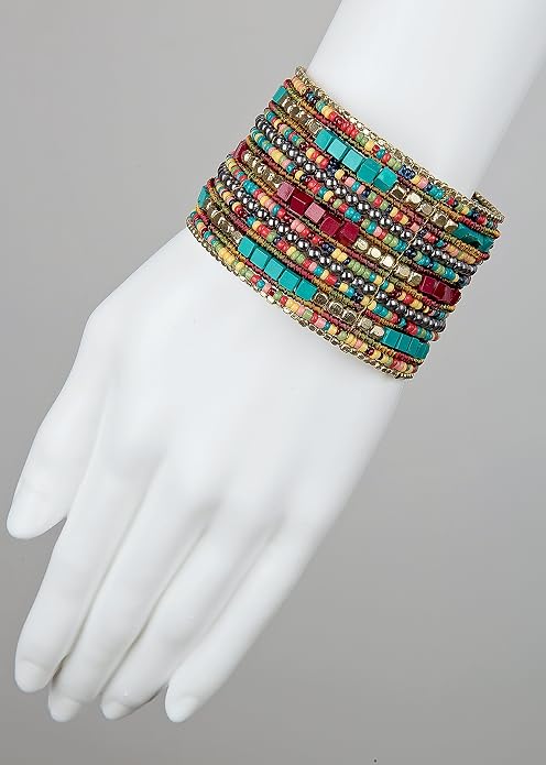 SPUNKYsoul Cuff Bracelets for Women Collection - Adjustable, Stylish Boho Inspired Beaded Bracelets, Trendy Stackable Beads, Ideal for Everyday Wear & Special Occasions