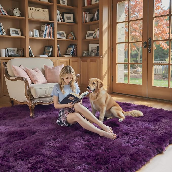 Rugs for Living Room 6x9, Alfombras para Salas Shag Large Plush Soft Area Rug, Shaggy Carpets for Bedroom,Home Decor Aesthetic(Grape Purple, 6 x 9)