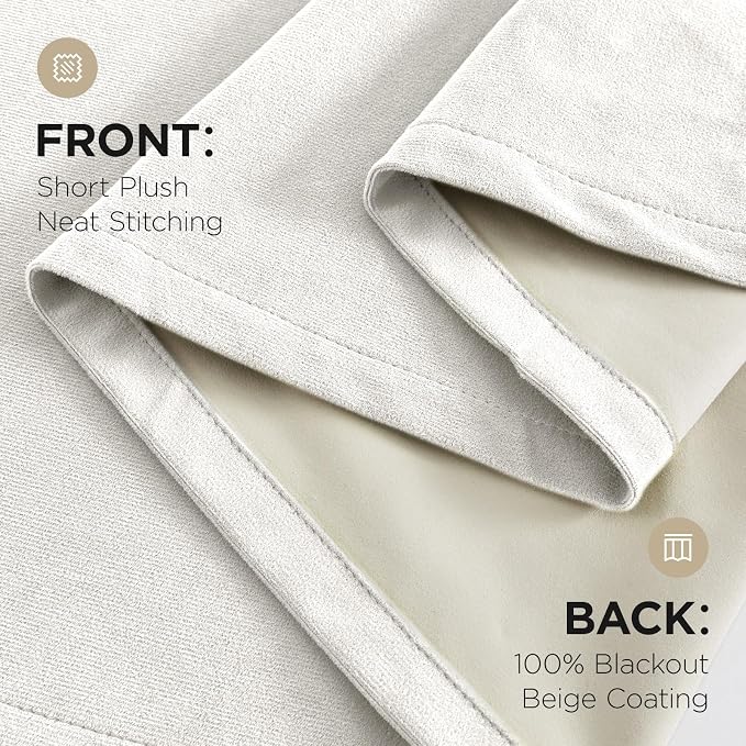 Joydeco 100% Blackout Velvet Curtains White 96 Inch Grommet Top | Luxury Thermal Insulated Velvet Curtains for Bedroom Living Room, Soundproof Blackout Window Drapes