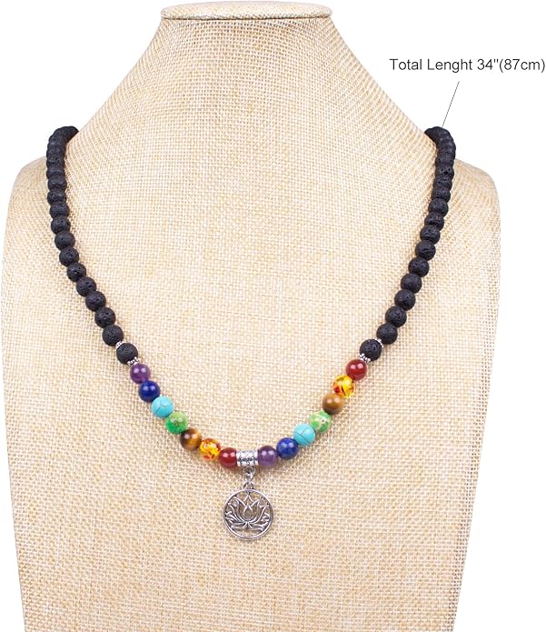 108 Mala Beads Necklace 7 Chakra Tree of Life Pendant Prayer Buddha Bracelets Healing Stone Yoga Men Women Jewelry