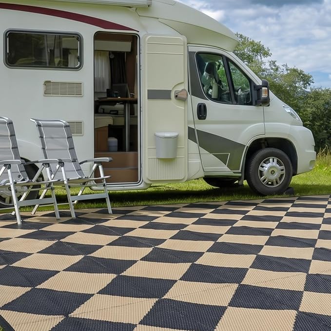 fifame Outdoor Camping Rugs, 9x12 Outdoor Rug Patios Clearance Plastic Straw Rug Weatherproof Reversible Mats, Large Floor Mat for Outdoors, RV, Patio, Backyard, Deck, Picnic, Beach, Trailer, Camping