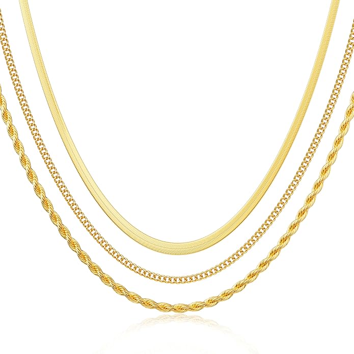 DEARMAY 14K Gold Plated Herringbone Necklaces for Women, Dainty Gold Snake Choker Chain Non Tarnish Trendy Simple Thin & Chunky Options Neckalce 1.5/3/5/6/8mm Chain Jewelry for Gifts
