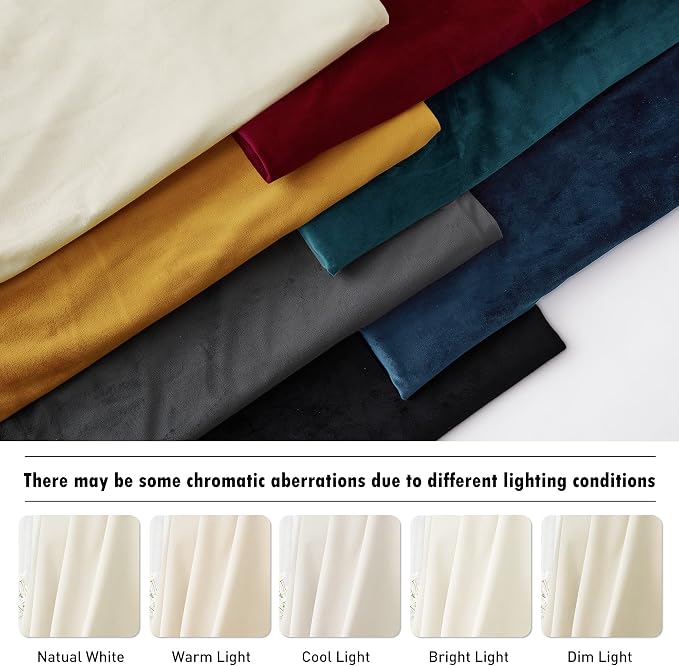 RYB HOME Velvet Curtains 90 inches Length, Back Tab & Rod Pocket Soft Fabric Curtains & Drapes for Bedroom Room Divider, Cream White, W 62 x L 90, 2 Panels Set