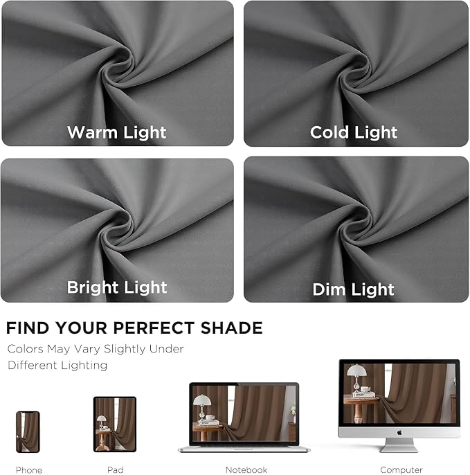 Joydeco Blackout Curtains 96 Inches Long, Thermal Insulated Black Out Curtains 2 Panels Set for Bedroom, Room Darkening Drapes for Living Room Window (W52 x L96 Inch, Light Grey)