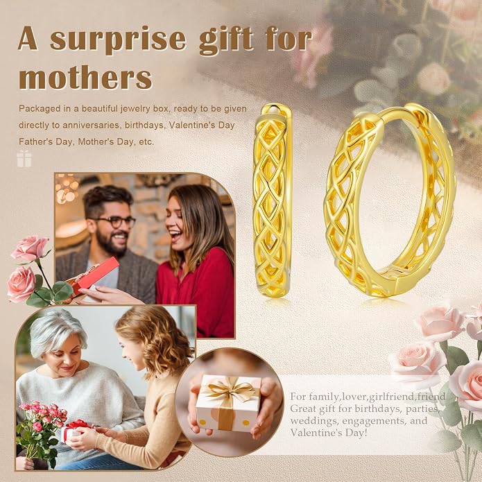 Gold Dainty Hoop Earrings for Women Hypoallergenic Lightweight 14K Gold Huggie Earrings Jewelry Valentines Day Gifts for Wife Girlfriend Her