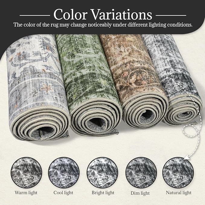 Washable Rugs for Living Room: 10x14 Area Rugs for Bedroom Ultra Soft Non-Slip Stain Resistant Vintage Boho Large Carpet for High-Traffic Dining Room - Farmhouse Decor