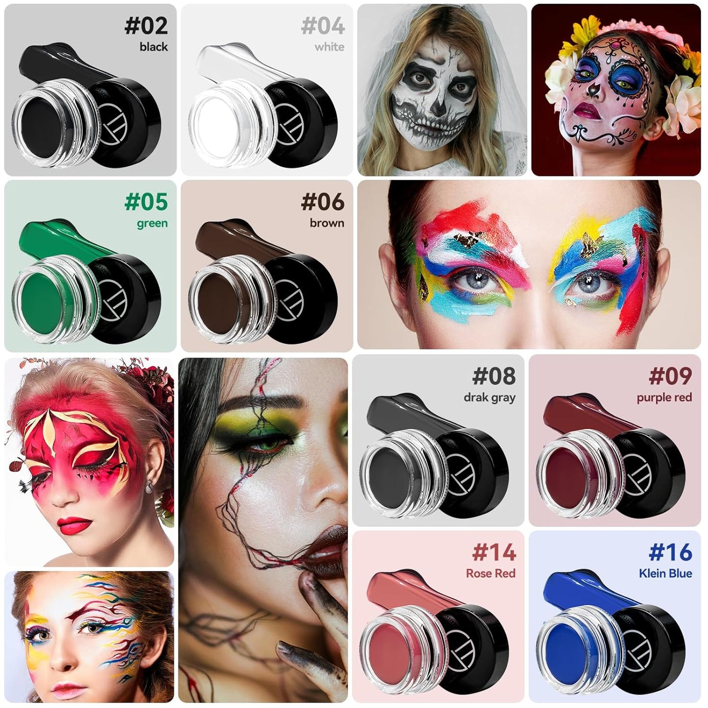 Eyeliner Gel Set,Long Lasting Waterproof With 5.51 IN Long Eyeliner Brush,High-Intensity Pigments Smudge-Proof Eye Liner Makeup Creamy Gel 5G-White