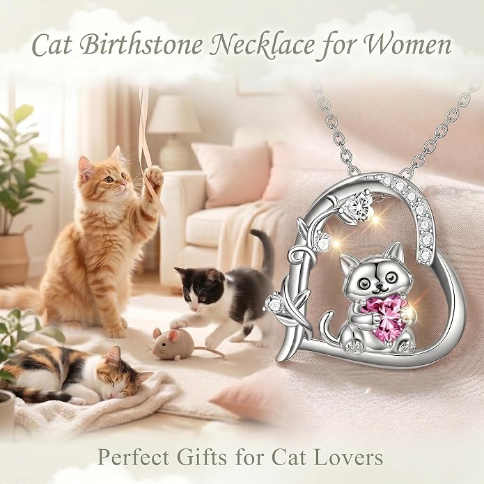 PELOVNY Teddy Bear Necklace for Women 925 Sterling Silver Bear/Highland Cow/Fox/Cat/Axolotl Birthstone Necklace Christmas Birthday Jewelry Gifts for Mom Daughter Wife Sister