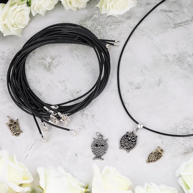 The Beadsmith Greek Leather Necklaces – Black, 18” in Length, Assembled with Sterling Silver Lobster Clasp, 12-Pack