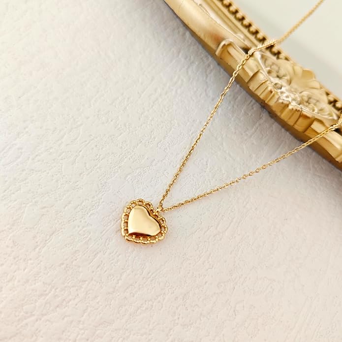 HERIER Cute Heart Necklace Dainty 18k Gold Plated Tiny Heart Pendant Choker Necklaces Small Gold Love Open Heart Chain Necklace for Women Simple Gold Necklace for Women Trendy Jewelry