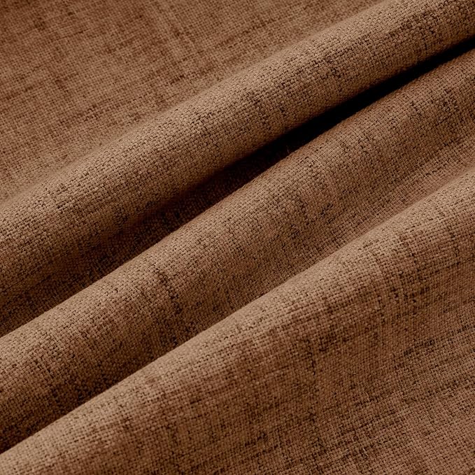 MIULEE 100% Blackout Linen Curtains for Bedroom 42 x 90 Inch Brown 2 Panels | Thermal Insulated, Room Darkening Drapes for Living Room, Back Tab Rod Pocket Pinch Pleated, Solid Luxury Decor