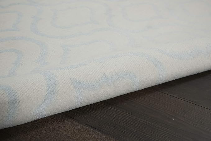 Nourison Home Jubilant Trellis Ivory/Blue 5'3" x 7'3" Area -Rug, Easy -Cleaning, Non Shedding, Bed Room, Living Room, Dining Room, Kitchen (5x7)