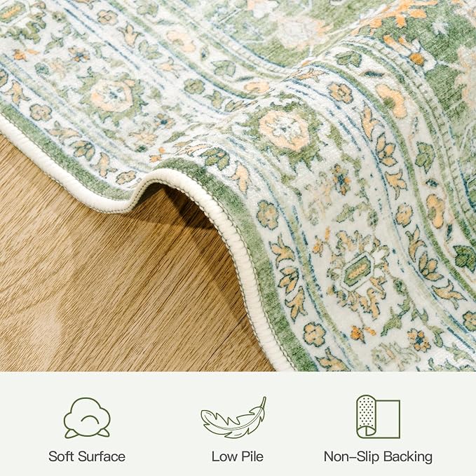 Lofus 3x5 Area Rug for Entryway, Light Green Non Slip Area Rugs for Kitchen, Washablee Soft Rugs for Bedroom, Living Room, Tool Room Nursery Kids Room Decor