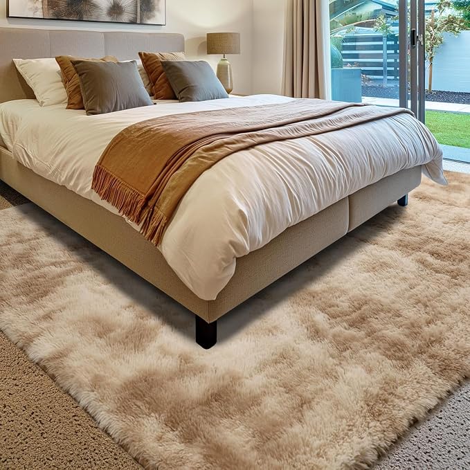 Sour Lemon 8x10 Area Rugs for Bedroom, Living Room Fluffy Rug, Large Area Rug Shag Shaggy Carpet Soft Plush Furry Bedside Rugs, Machine Washable Area Rugs for Kids Girls Boys Home Decor Anti Slip