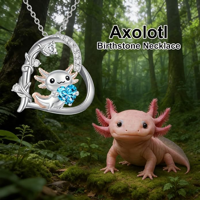 PELOVNY Teddy Bear Necklace for Women 925 Sterling Silver Bear/Highland Cow/Fox/Cat/Axolotl Birthstone Necklace Christmas Birthday Jewelry Gifts for Mom Daughter Wife Sister