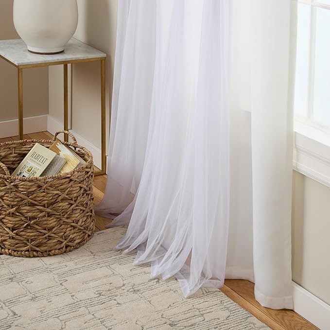 TOWN & COUNTRY LUXE Talia Double Layer Indoor Curtains, Sheer and Room Darkening Blackout, Grommet Top, Energy Efficient, 2-Pack Set, 52"x108", Winter White