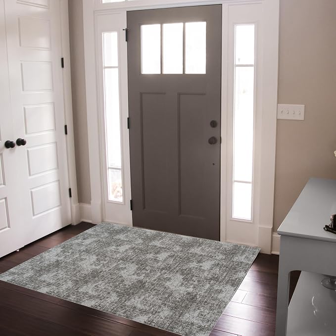 Gertmenian Indoor Transitional Area Rug - 6x9 Medium, Non-Shedding, Ideal for High Traffic in Living Room, Bedroom, Entryway - Geometric, Silver, 26854