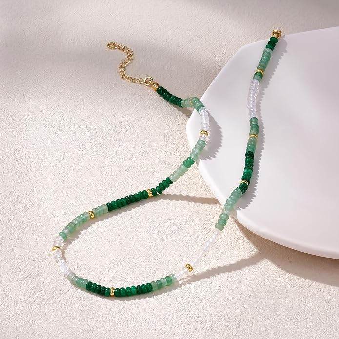 KELORIS PATH Beaded Necklace for Women, Colorful Gemstone Boho Bead Choker for Beach, Trendy Summer Natural Stone Jewelry Gifts