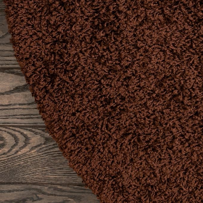 Unique Loom Solid Shag Collection Area Rug (5' 1" x 8' Oval, Chocolate Brown)