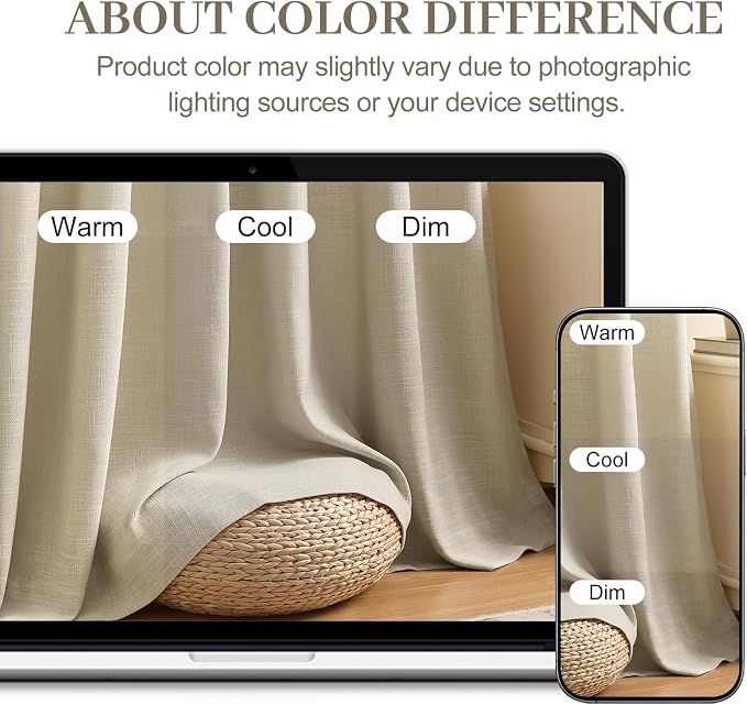 Extra Wide Pinch Pleat Thick Linen Sheer Curtains 90 Inches Long for Living Room, Burlywood Birch Viral Curtain Light Filtering Farmhouse Window Drape Privacy with Hooks Rings, 70"W x90"L, 1 Panel