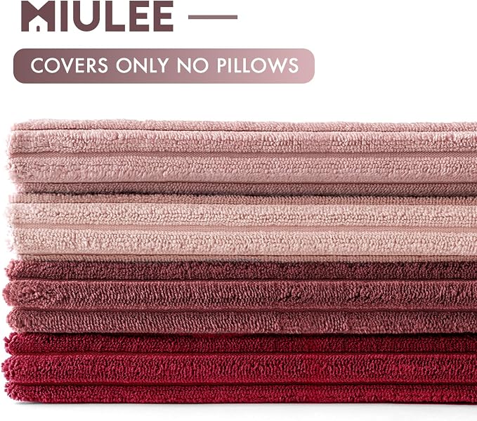 MIULEE Boho Farmhouse Throw Pillow Covers 18x18 Inch Set of 4 Romantic Decorative Cushion Covers Spring Corduroy Home Decor for Feminine Valentines Couch Bed Sofa Living Room Aesthetic Pink