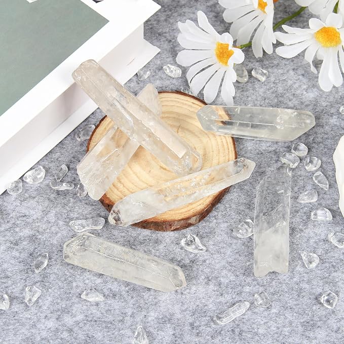 1.1lb Large Raw Clear Quartz Points, Bulk Natural Clear Quartz Crystals - Rough High Energy Quartz Crystal for Cabbing, Decoration, Polishing, Wire Wrapping, Wicca & Reiki Crystal Healing