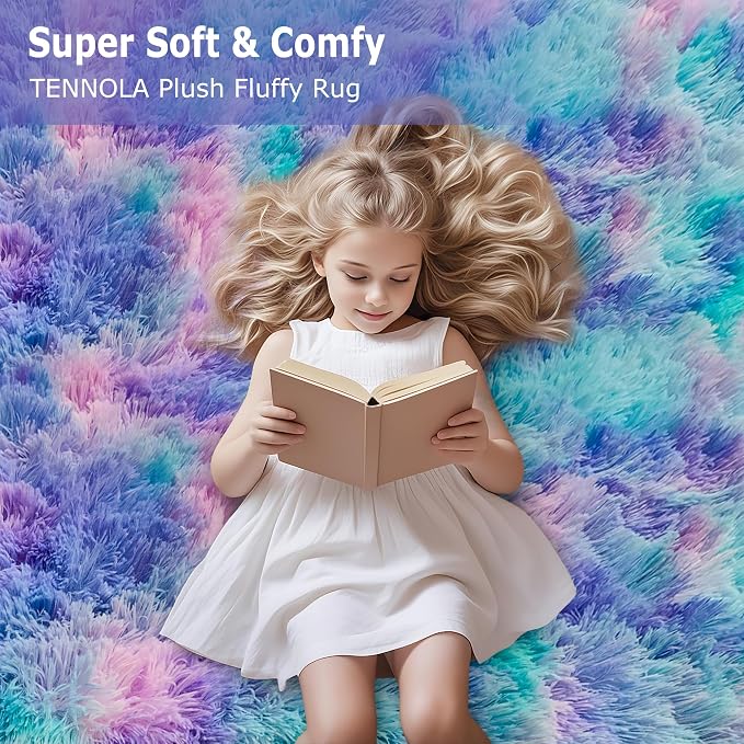 Shaggy Tie Dyed Light Purple Rainbow Rug Small,2x3 Area Rugs for Living Room Door Entryway Indoor Inside Front Entrance Dog Mat Anti-Skid Extra Comfy Fluffy Floor Carpet for Home Decorative