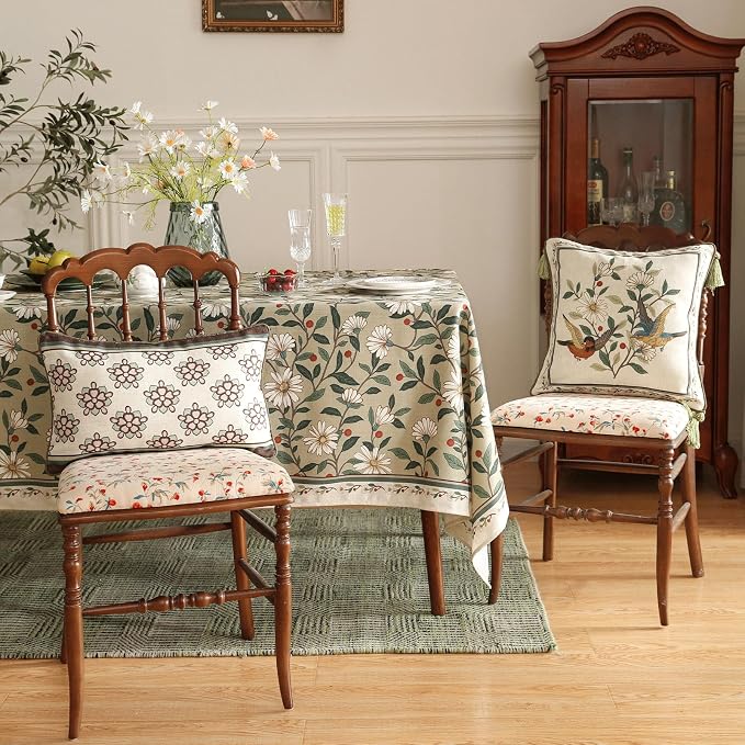 ISAENNE Designer Elegant Linen Throw Pillow Cover,Set of 4-Brune Set | French Cottage Pillow Cover,Concealed Zipper,Floral Pattern,Sofas,Bedroom,Living Room,Lounge Chairs,All Season Home Decor