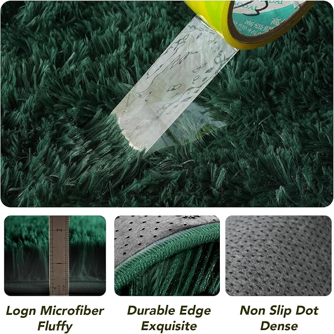 Green Area Rug for Living Room: 6x9 Fluffy Shag Carpet-Modern Fuzzy Furry Plush Soft Rugs for Kids Girls Room,Shaggy Rug for Living Room,Bderoom,Dorm Home Decor(6x9 Feet,Green)