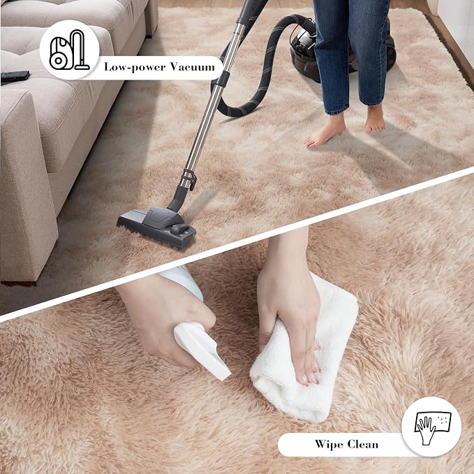 Fluffy Rug Shag Area Rug, Mottling Beige 2x4 Area Rugs for Bedroom, Small Bedside Rug, Soft Fluffy Shag Entryway Throw Rugs for Living Room Bedroom Room Home Decor