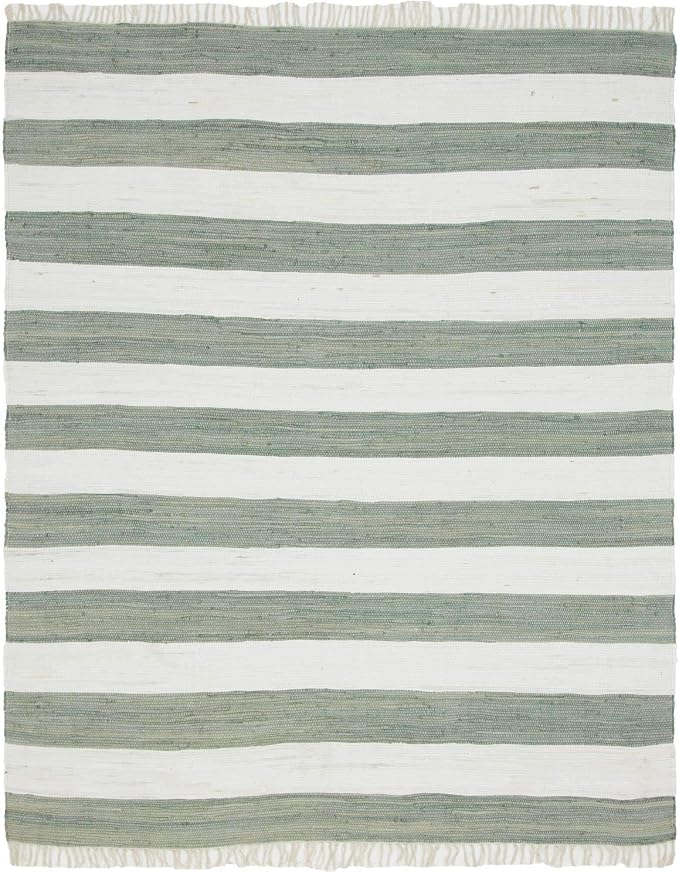 Unique Loom Chindi Rag Collection Area Rug - Striped (8'x 10' Rectangle, Gray/ Ivory)