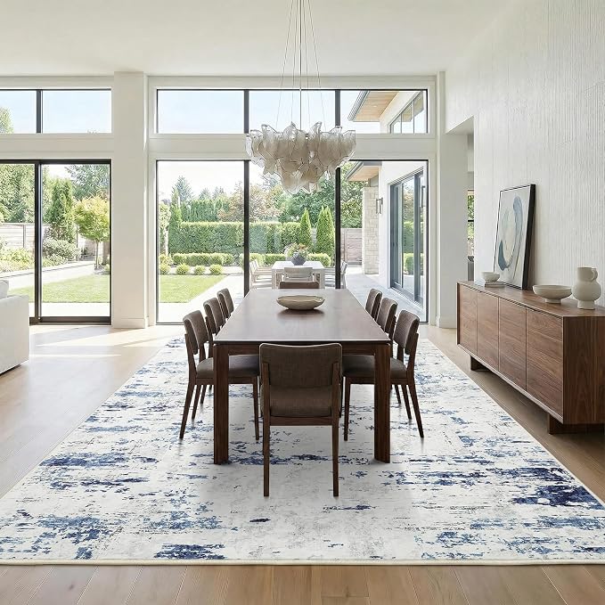 GarveeHome 8x10 Abstract Area Rug Neutral Washable Living Room Bedroom Rug | Soft Low Pile Non Slip Accent Rug for Living Room, Bedroom, Dining Room, Modern Indoor Carpet