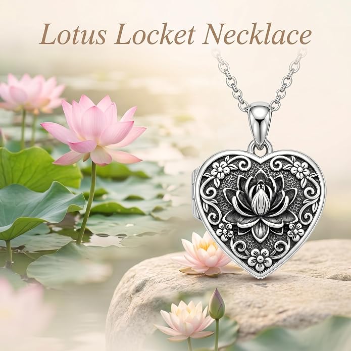 PELOVNY Locket Necklace That Holds Pictures 925 Sterling Silver Photo Locket Pendant Birthday Christmas Memorial Jewelry Gifts for Women Men