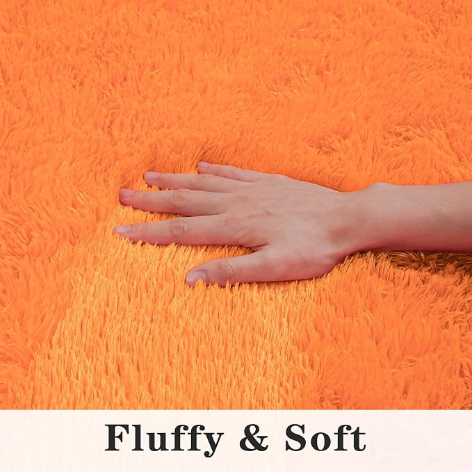 Dssimo Orange Rug for Bedroom Living Room, 5x7 Soft Shaggy Area Rugs | Large Plush Fluffy Upgrade Non-Slip Burnt Orange Rug for Nursery Kids Room Dorm Room Home Decor, Indoor Plush Floor Carpet