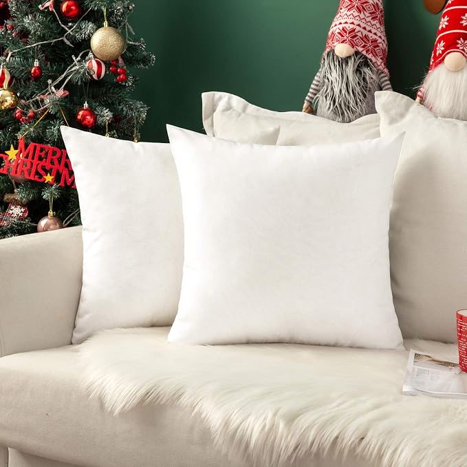 MIULEE Pack of 2 Decorative Outdoor Solid Waterproof Throw Pillow Covers Faux Linen Garden Farmhouse Cushion Cases for Patio Tent Balcony Couch Sofa 18x18 Inch White