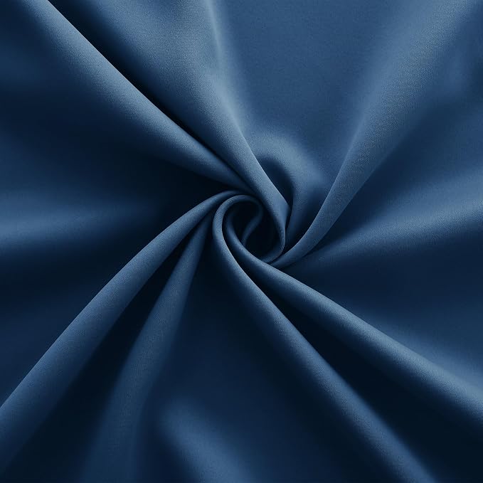 KOUFALL Denim Blue Blackout Curtains 96 Inches Long, Farmhouse Coastal Summer Noise Reducing Window Curtains for Bedroom Living Room 2 Panels Set, Cortinas para Dormitorio