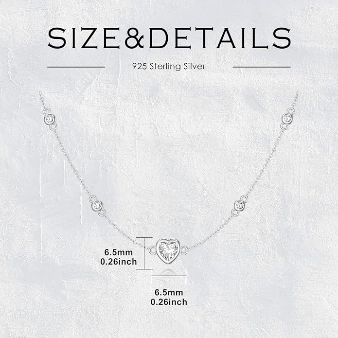 925 Sterling Silver Heart Necklace for Women Ladies Cubic Zirconia Heart Jewelry Gifts