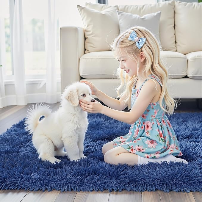 Rugs for Living Room 6x9, Alfombras para Salas Shag Large Plush Soft Area Rug, Shaggy Carpets for Bedroom,Home Decor Aesthetic(Royal Blue, 6 x 9)