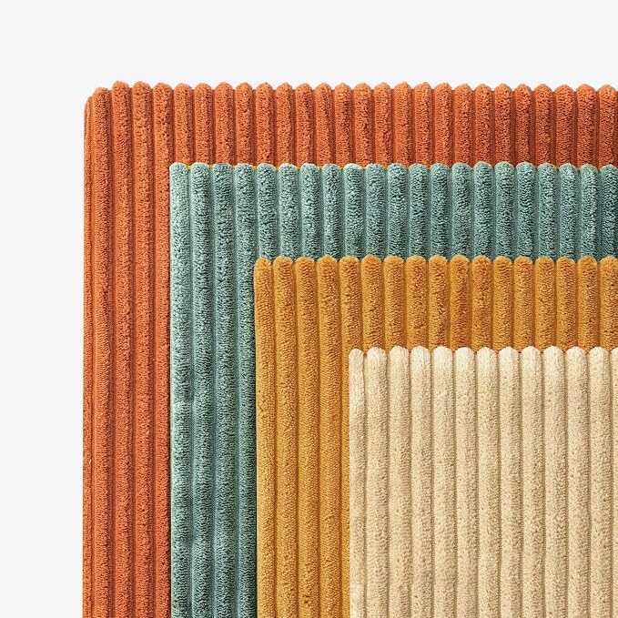 EMEMA Teal Orange Decorative Throw Pillow Covers for Couch Bed Livingroom 16x16 Inch Set of 4 Boho Farmhouse Corduroy Striped Square Pillow Case,Western Modern Cushion Covers Home Decor