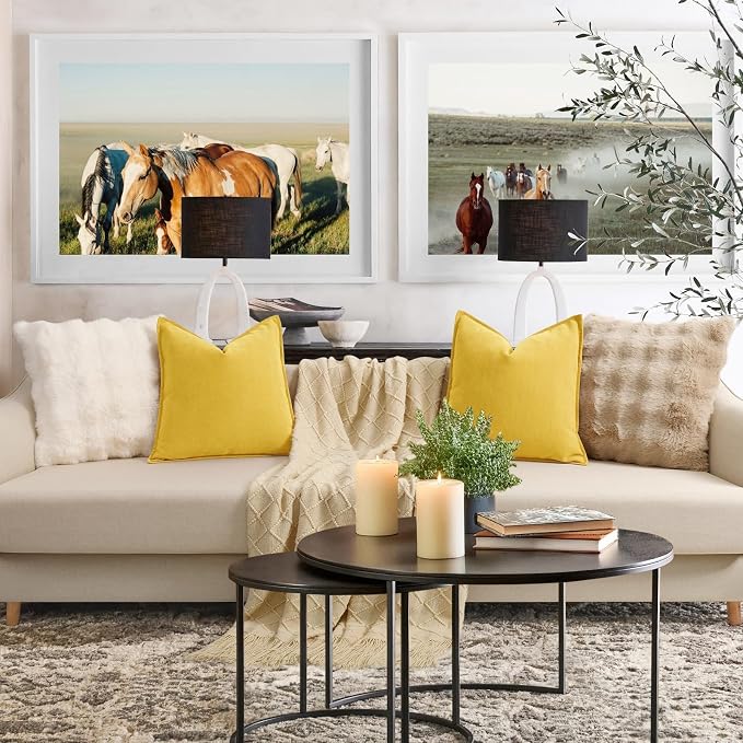 ZWJD Yellow Pillow Covers 12x20 Set of 2 Chenille Throw Pillow Covers with Elegant Design Soft and Luxurious Decorative Throw Pillows for Couch, Bed, and Home Decor