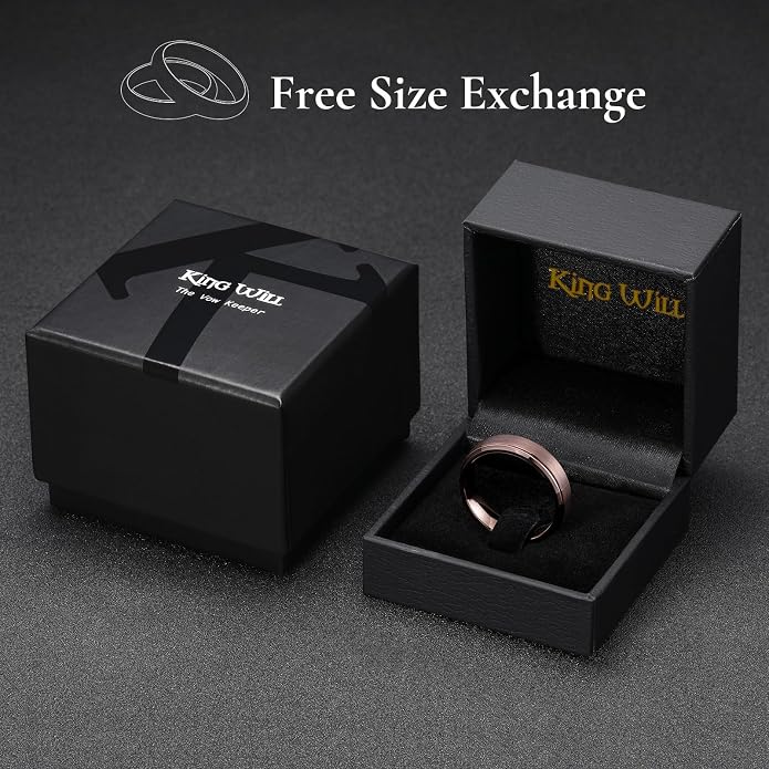 King Will Classic Tungsten Wedding Band for Men, 6/7/8/9/10mm Widths, Polished Finish Step Edge Matte Rings Comfort Fit