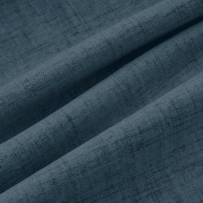 MIULEE 100% Blackout Linen Curtains 42 x 72 Inch Navy Blue 2 Panels | Thermal Insulated, Room Darkening Drapes for Bedroom Living Room, Back Tab Rod Pocket Pinch Pleated, Solid Luxury Decor
