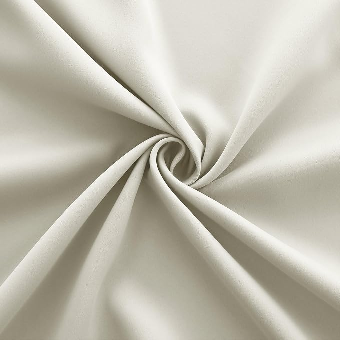 KOUFALL 60 Inches Long Cream Beige Off White Ivory Bay Window Curtains Drapes 2 Panels,60% Blackout Sound Dampening for Living Room Bedroom, Dining Room Windows